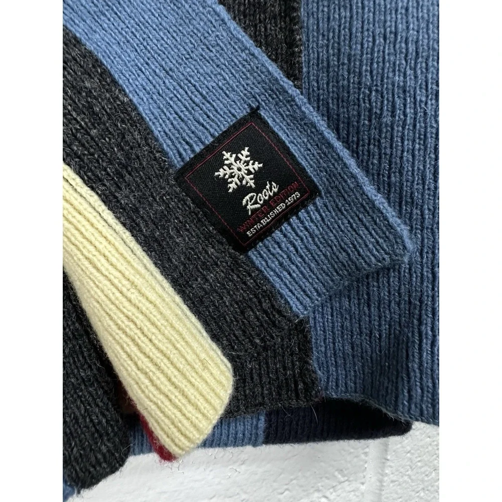 Roots Winter Edition Scarf Blue Red Striped Lambswool / Women's One Size